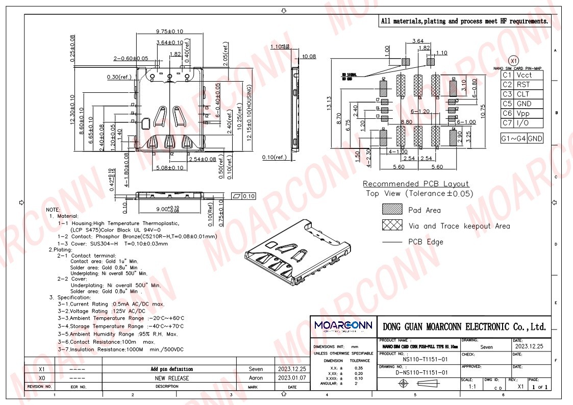 Nano SIM socket card connector