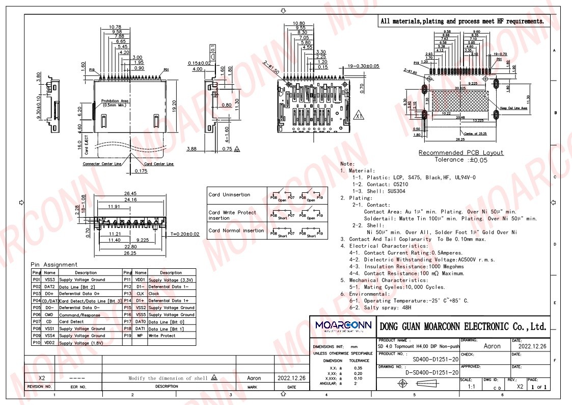 SD 4.0 socket card connector