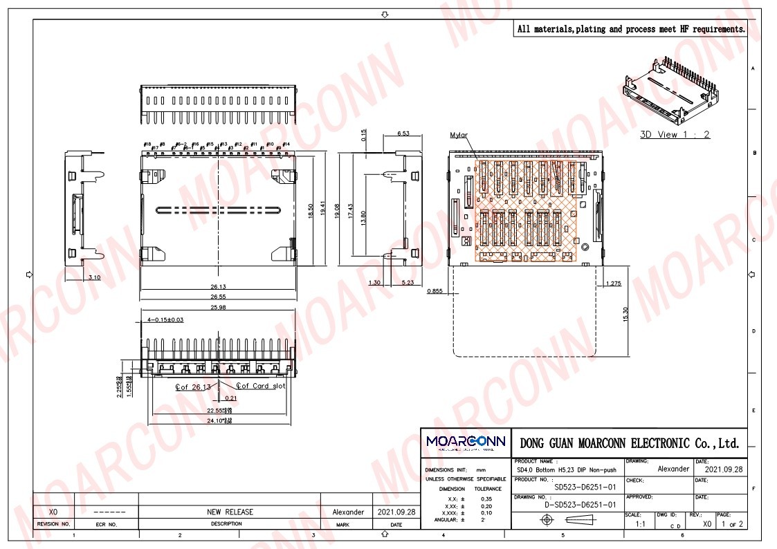 SD 4.0 socket card connector