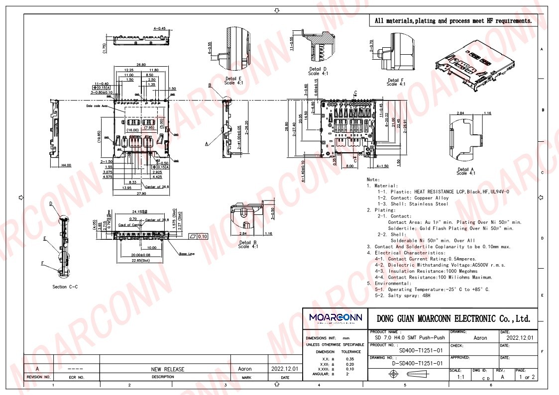 SD 4.0 socket card connector