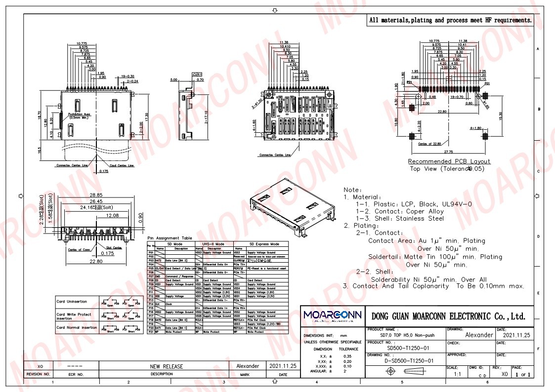 SD 4.0 socket card connector