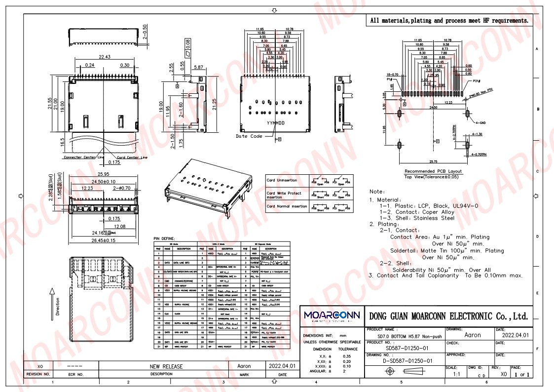 SD 4.0 socket card connector