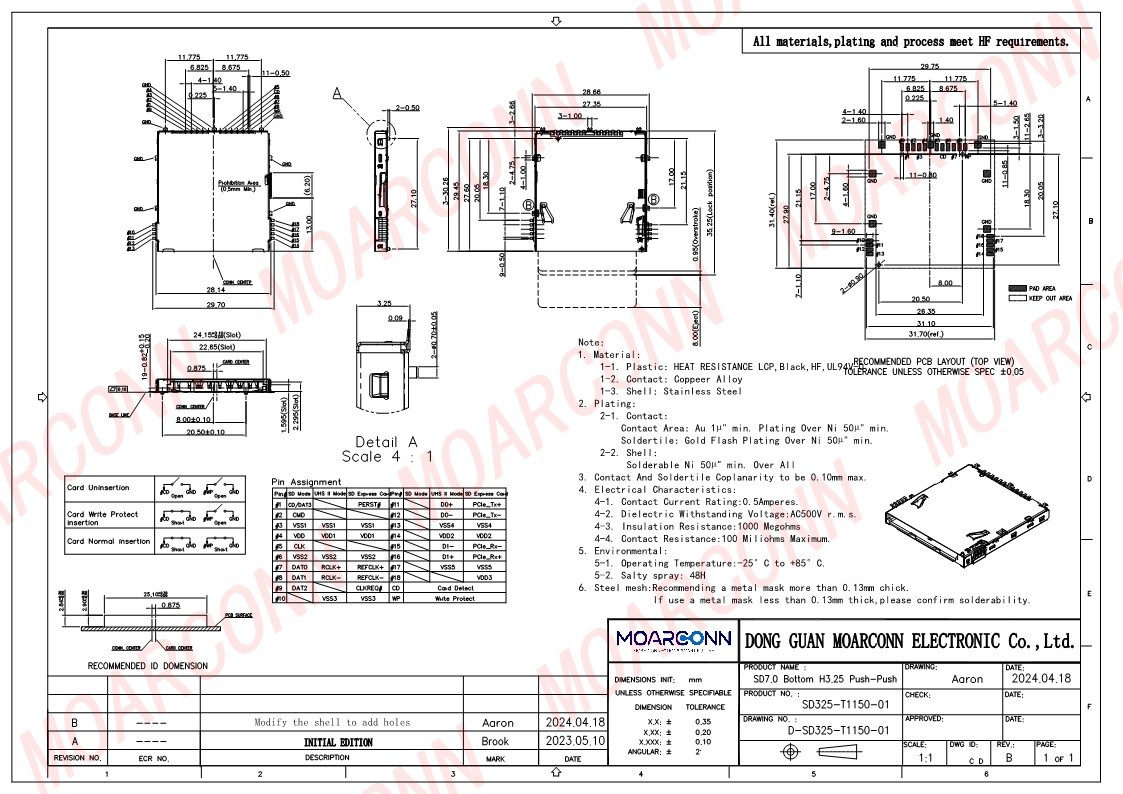 SD 4.0 socket card connector