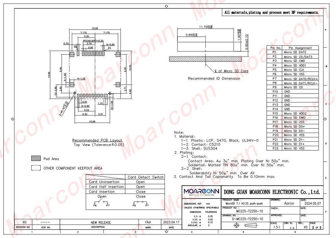 Micro SD socket card connector