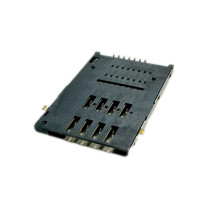 SIM Card Connector Push-Push 6pin With 1 Switch Pin Top Mount Height 1.85mm