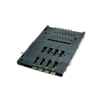 SIM Card Connector Push-Push 6pin With 1 Switch Pin Top Mount Height 1.85mm