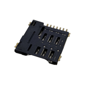 Micro SIM Card Connector, Push-Push Type, Height 1.35mm, Support Customization.