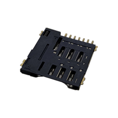 Micro SIM Card Connector, Push-Push Type, Height 1.35mm, Support Customization.