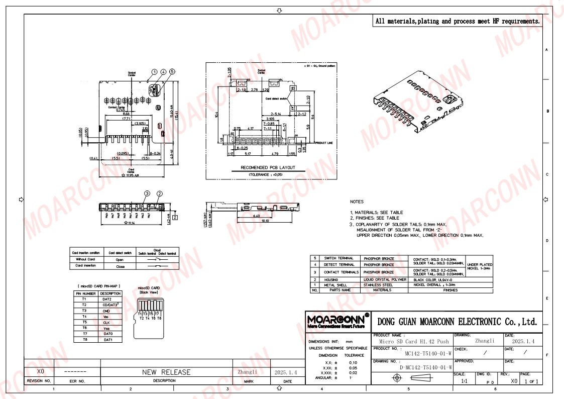 Micro SD socket card connector