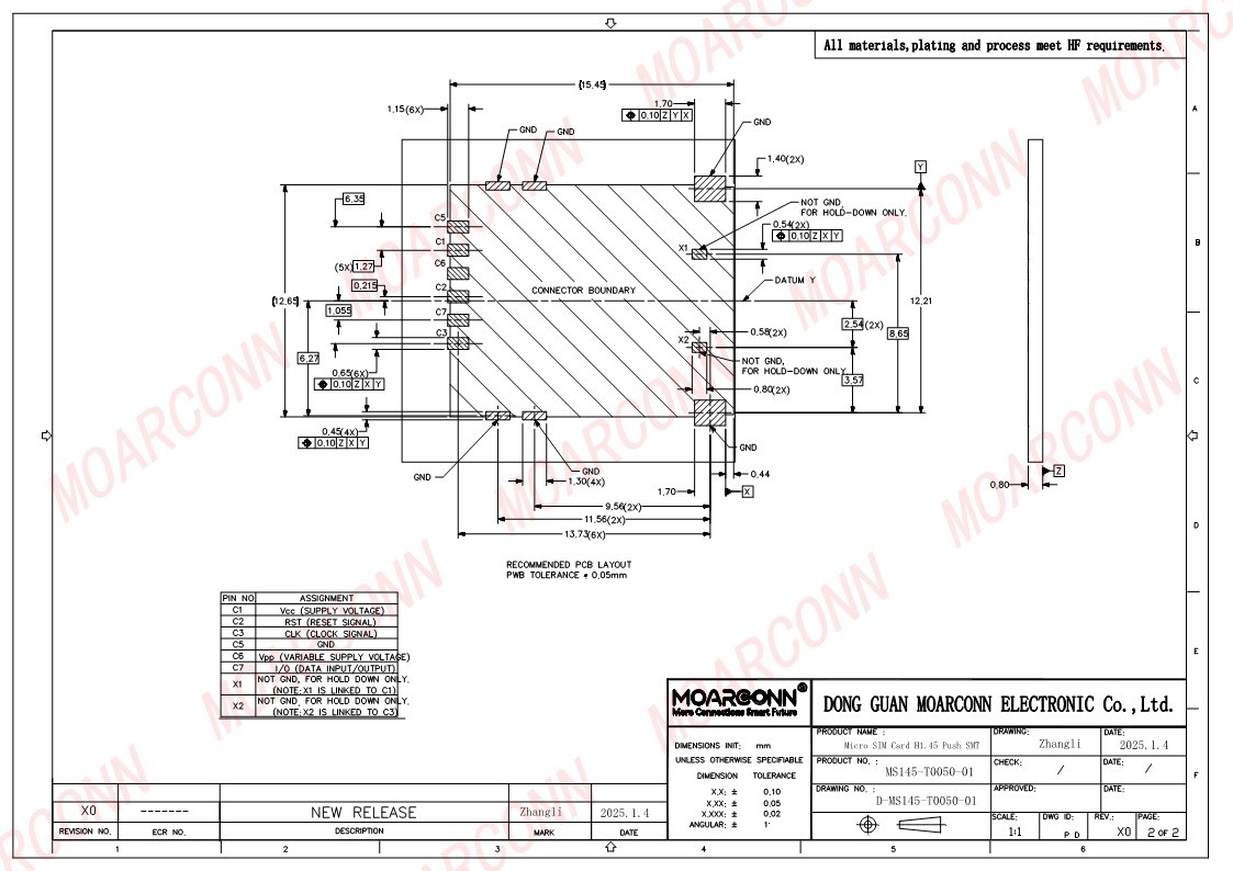 Micro SIM socket card connector