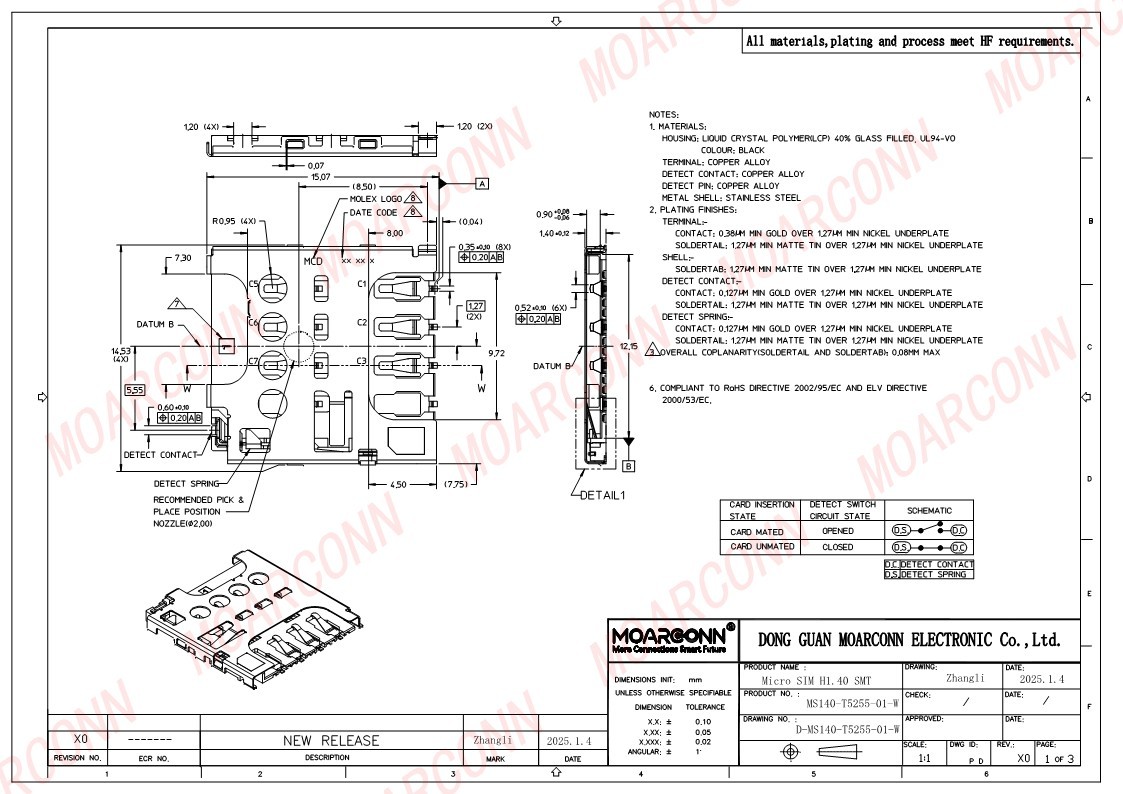 Micro SIM socket card connector