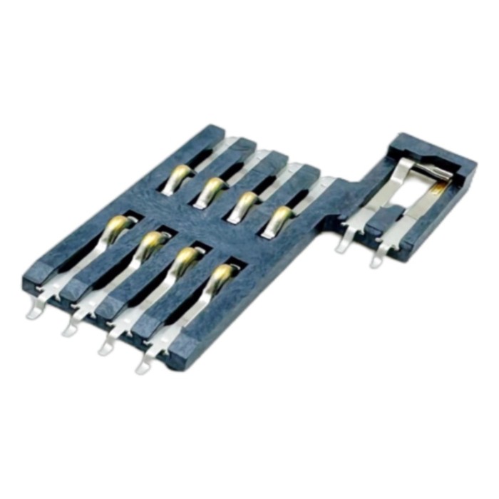Smart Card Connector 8pins With 2 Right Switches Height 1.40mm