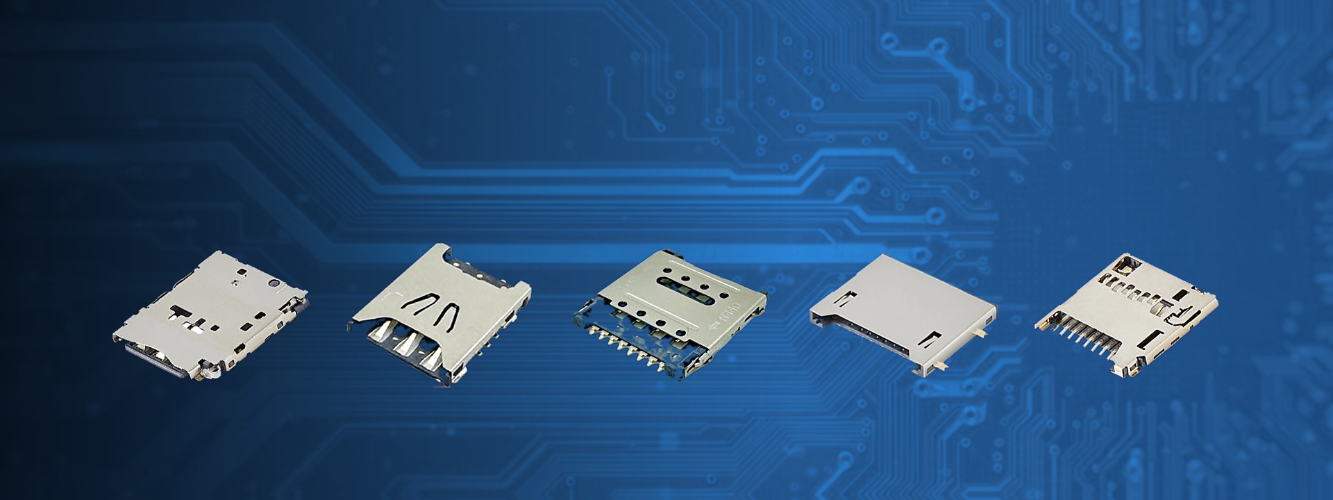one-stop SD SIM card connector customization, 5 real card socket products on circuit board