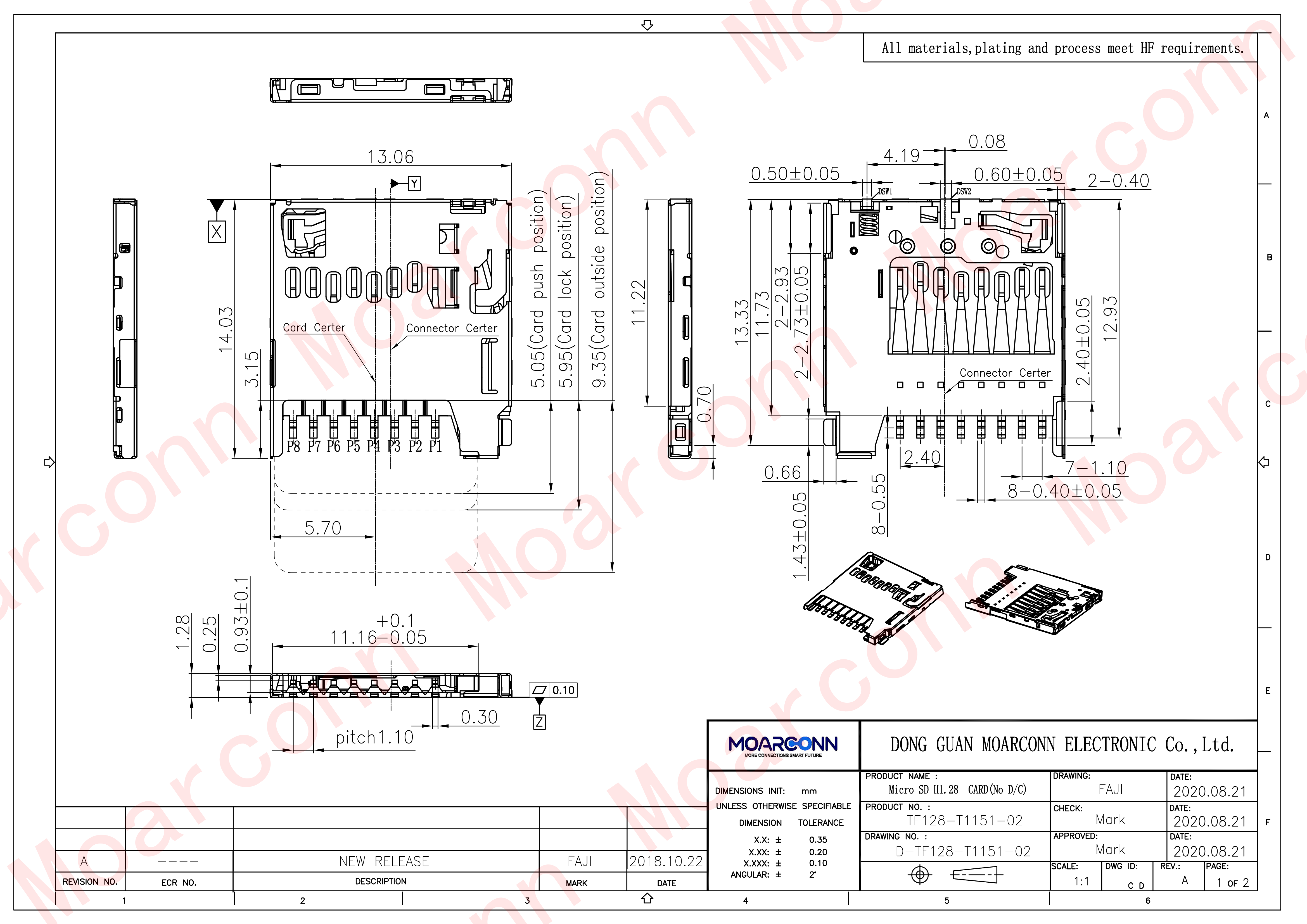 Micro SD socket card connector