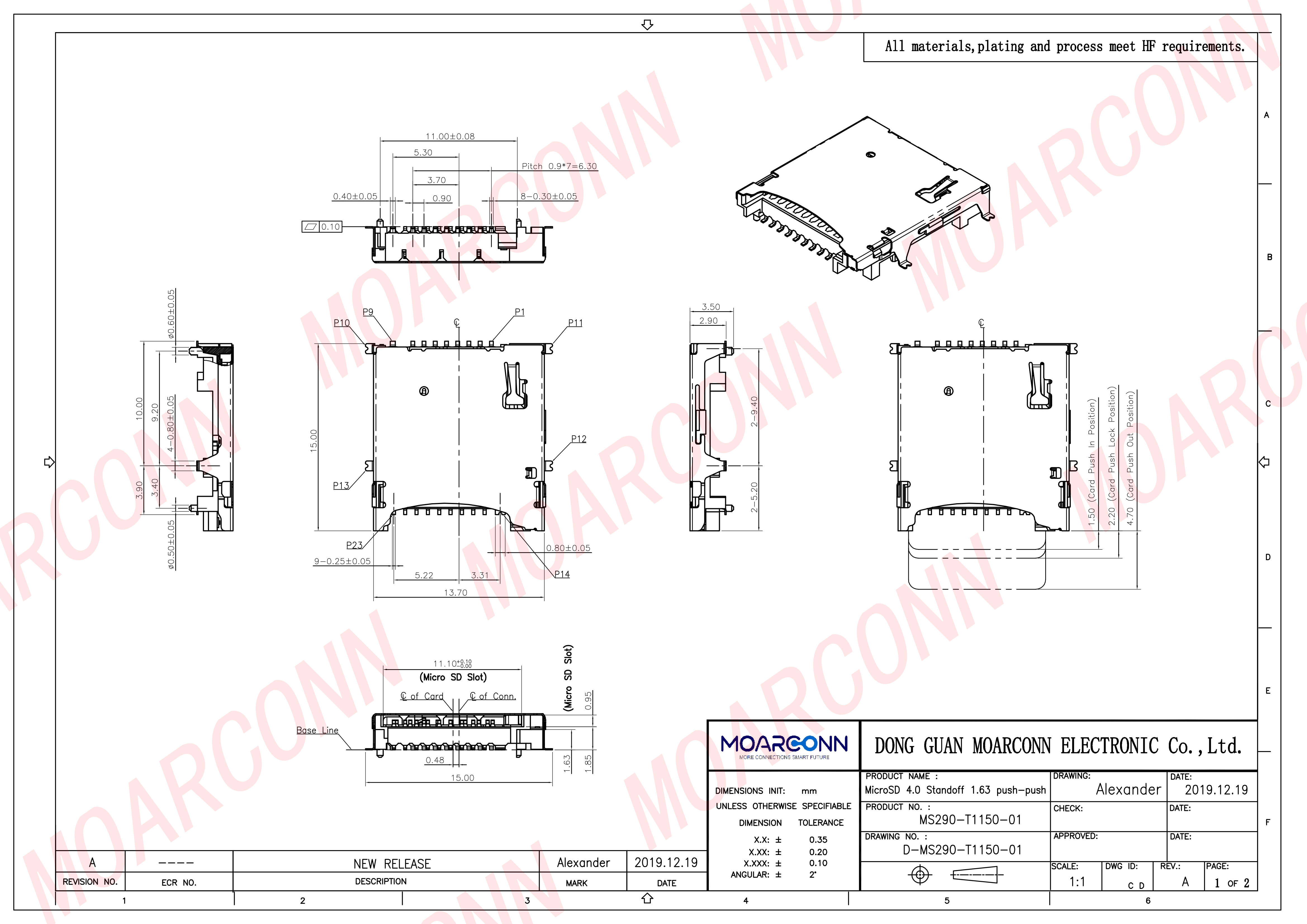 Micro SD socket card connector