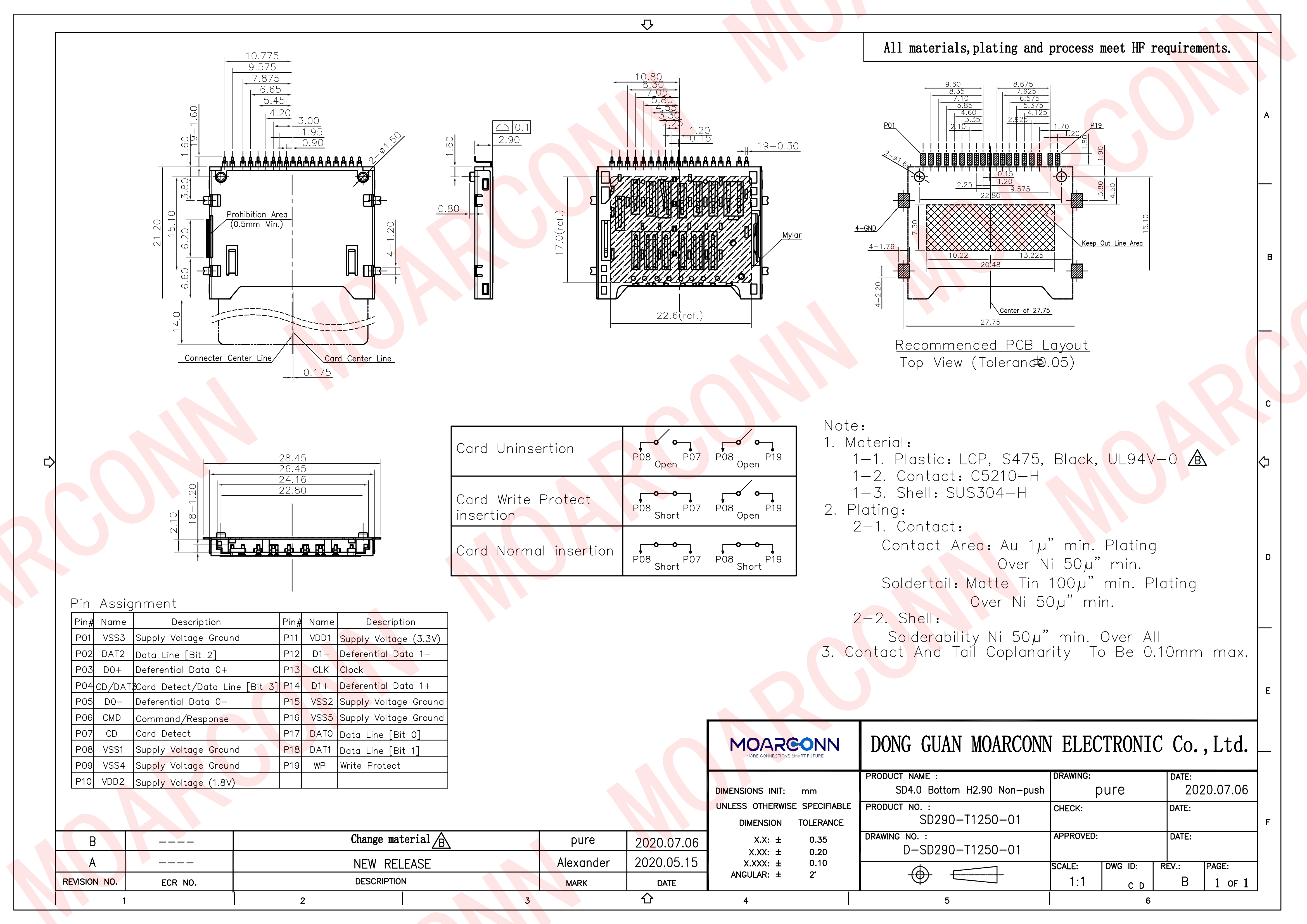 SD 4.0 socket card connector