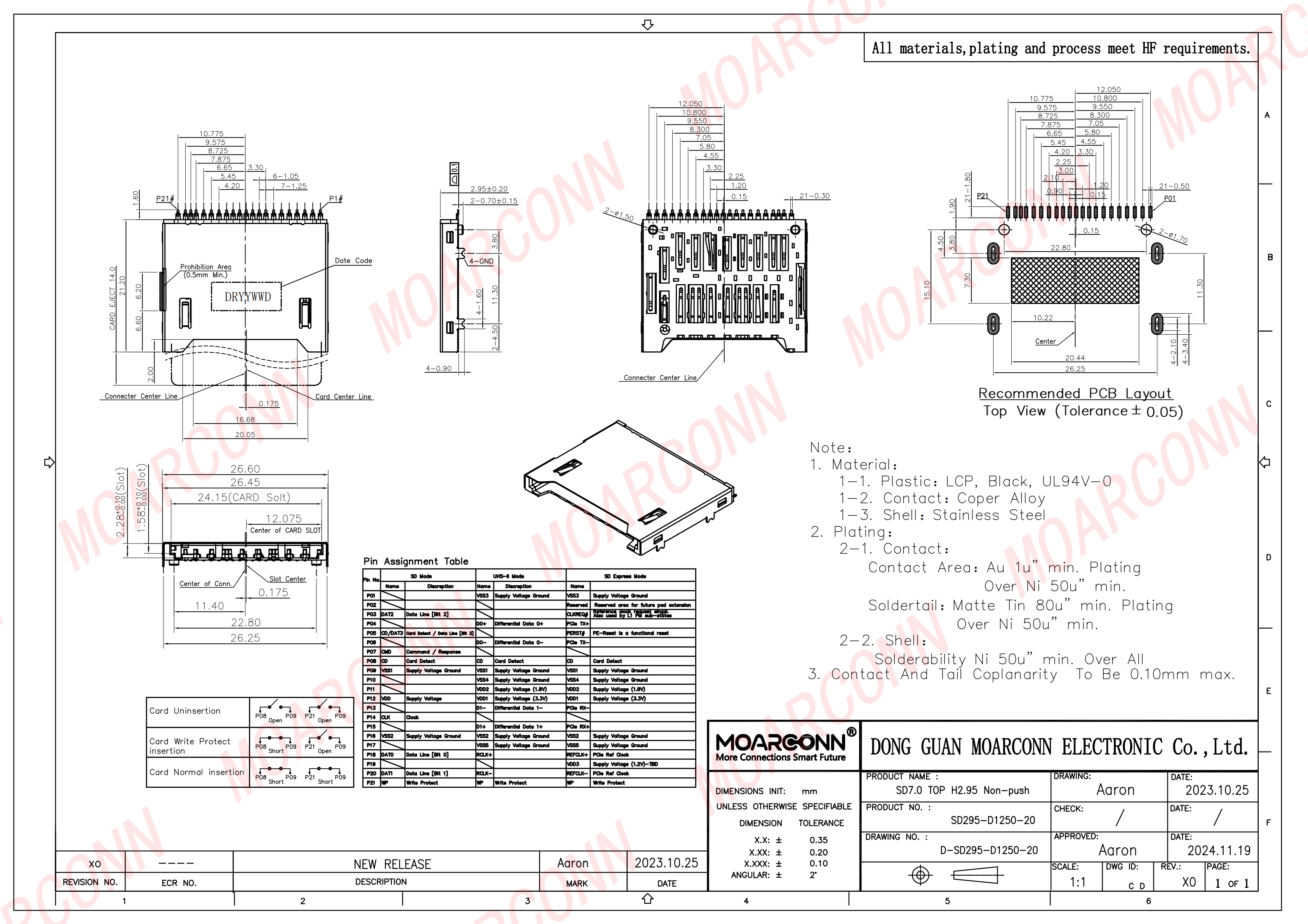 SD 7.0 socket card connector