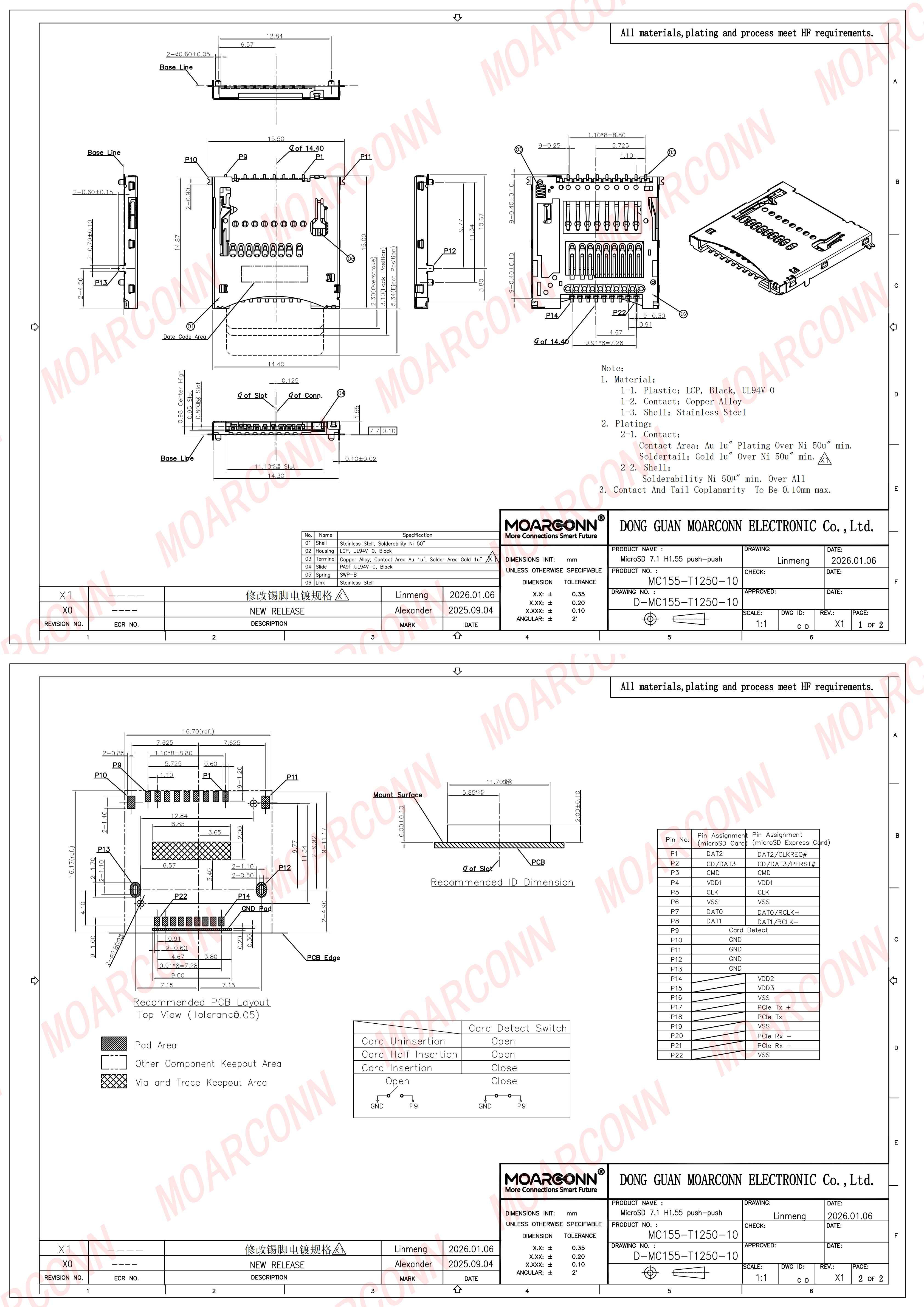 Micro SD socket card connector