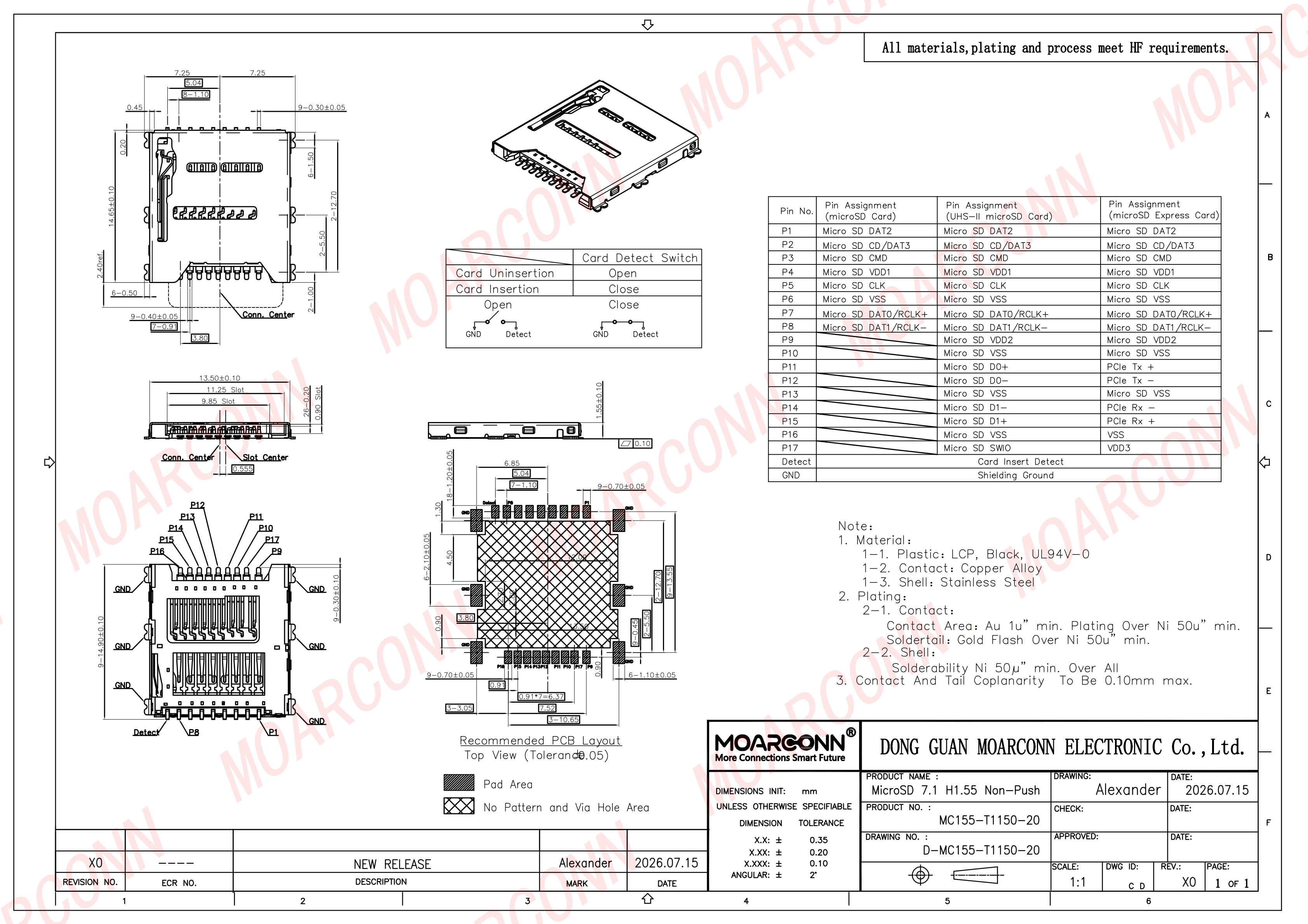 Micro SD socket card connector