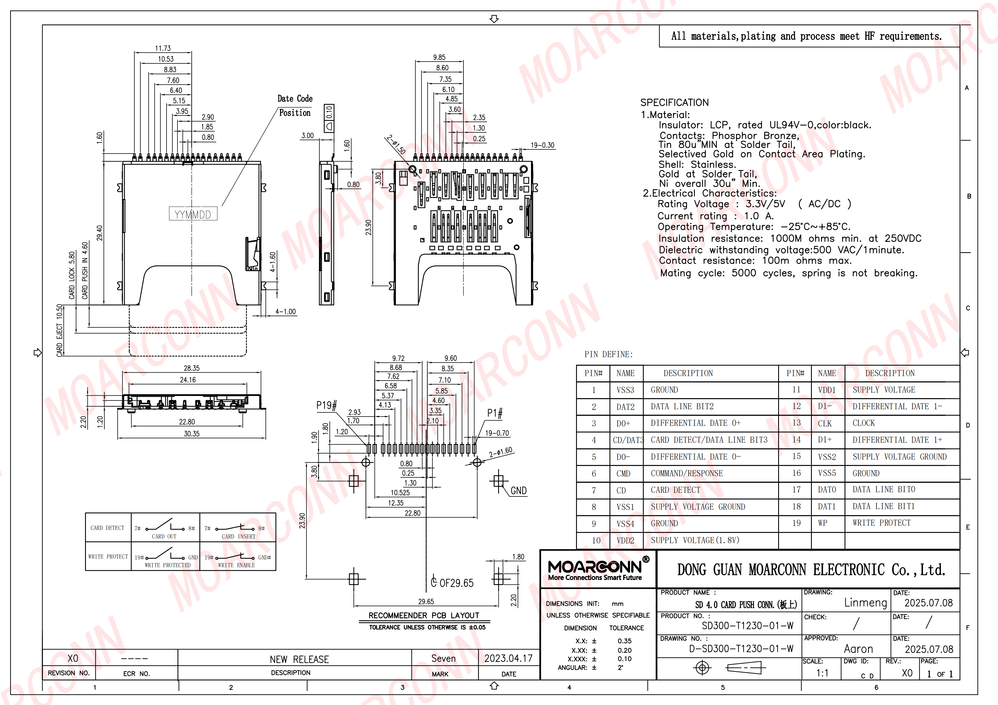 SD 4.0 socket card connector