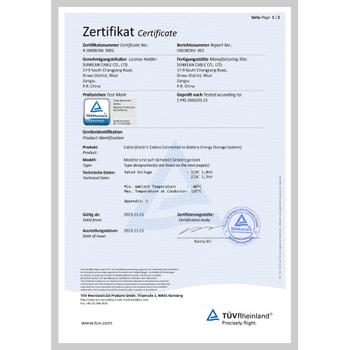 TÜV 2PfG 2693 Certificate