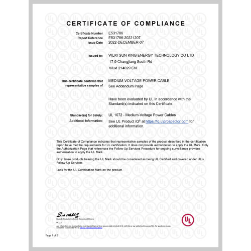 UL 1072 Certificate