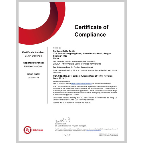 CSA C22.2 No. 271 Certificate