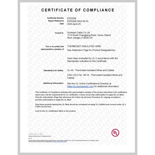 UL44 & CSA C22.2 No. 38-18 Certificate