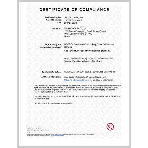 CSA C22.2 NO. 239 Certificate