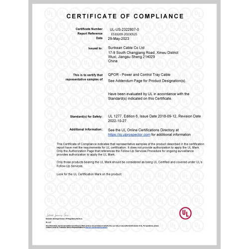 UL 1277 Certificate