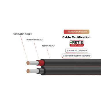 1.5kV Solar Cable Twin Core 62930 IEC131 / H1Z2Z2-K RETIE