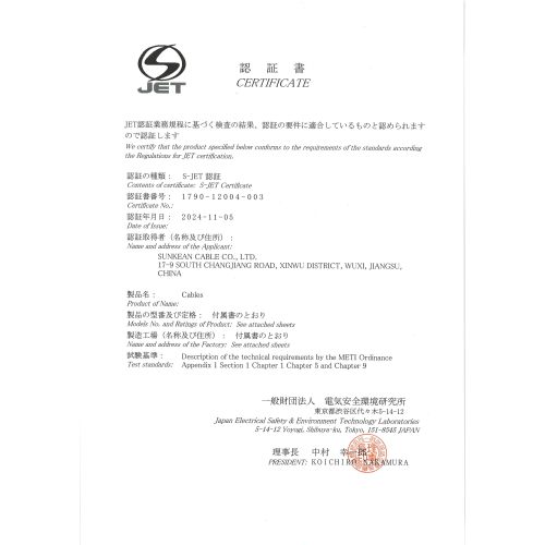 AL-CVD&T&Q Cable Certificate