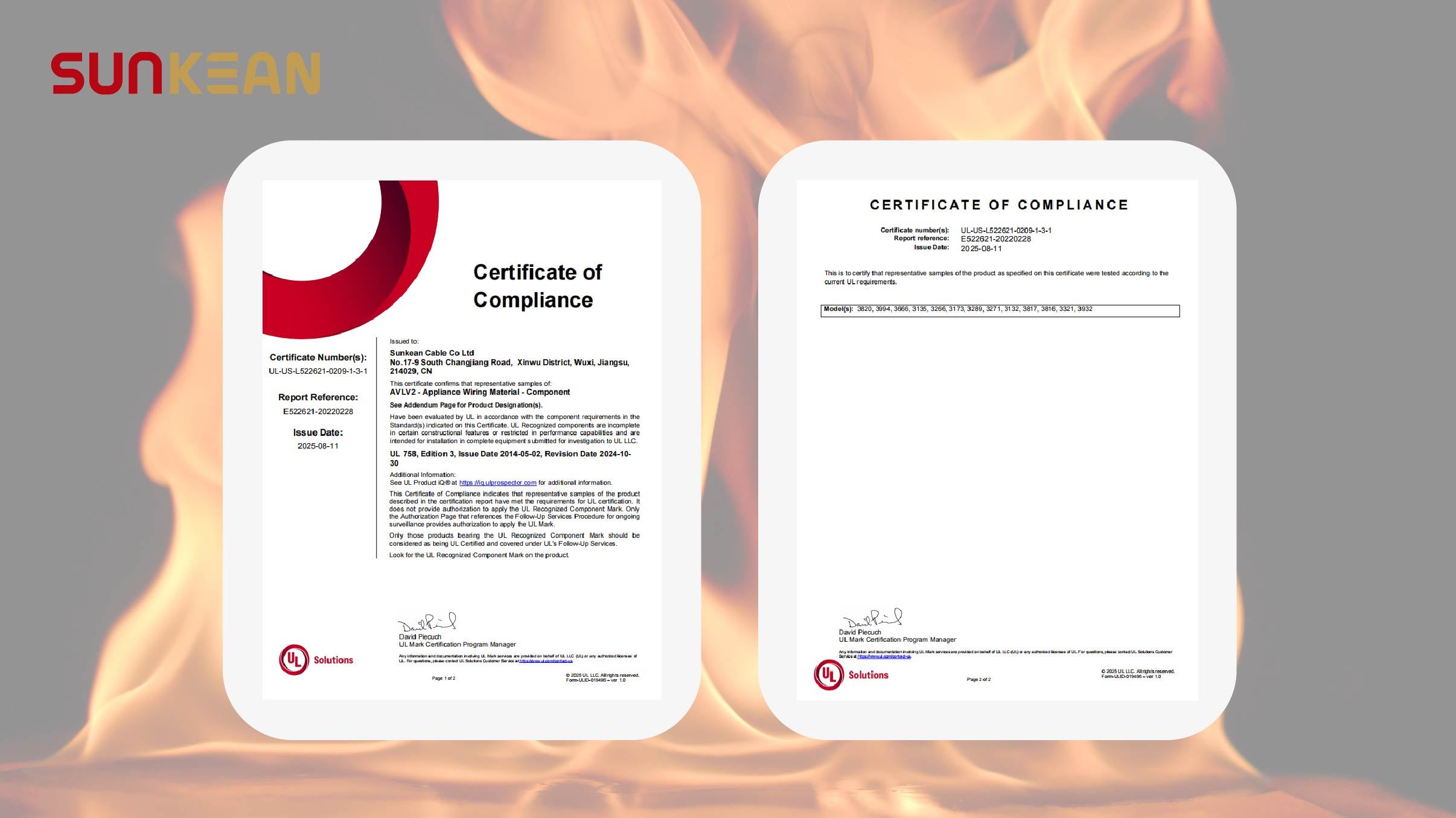 SUNKEAN silicone rubber cable ul857 certification