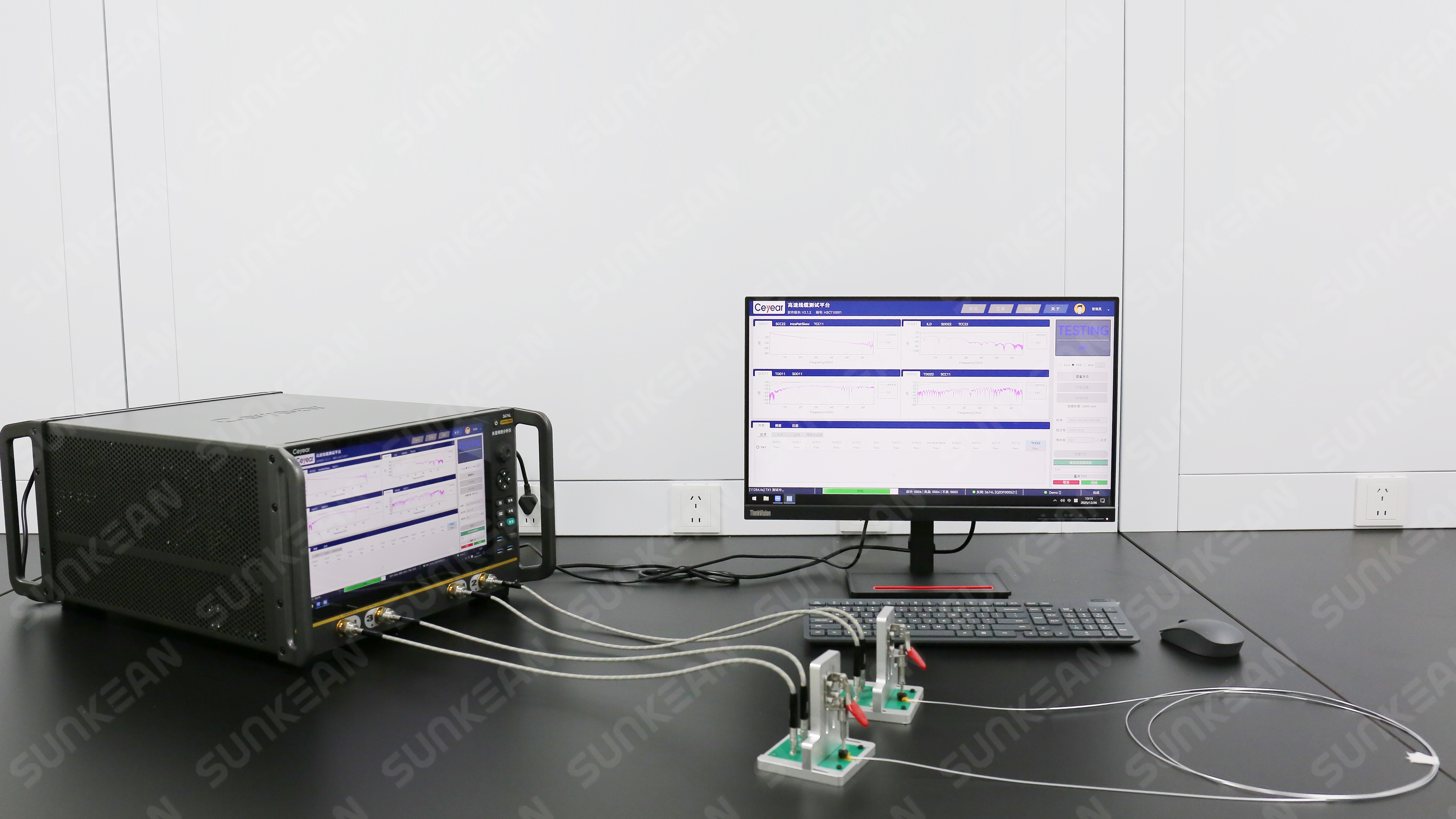 sunkean 67g network analyzer high speed cable equipment in laboratory