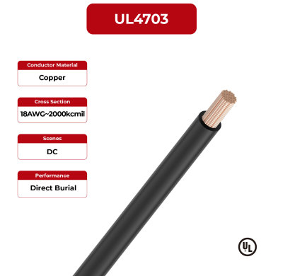 2kV PV Wire Copper Conductor Single Layer UL4703