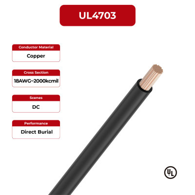 2kV PV Wire Copper Conductor Single Layer UL4703