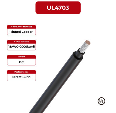 2kV PV Wire Copper Conductor Dual Layer UL4703