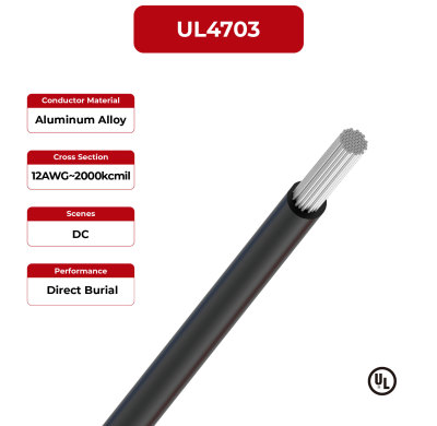 2kV PV Wire Aluminum Conductor Single Layer UL4703