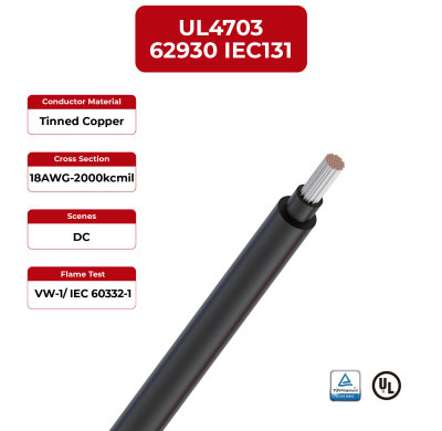 1.5kV Solar Cable EN 50618 H1Z2Z2-K & UL4703 IEC62930