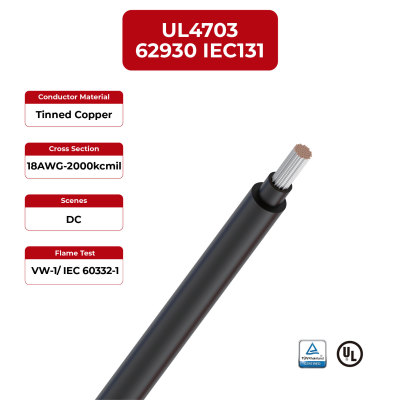 1.5kV Solar Cable EN 50618 H1Z2Z2-K & UL4703 IEC62930