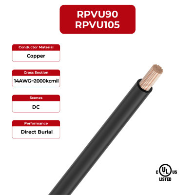 2kV Solar Cable Single Layer RPVU90, RPVU105 CUL