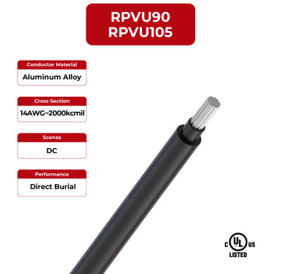 2kV Solar Cable Aluminum Conductor Dual Layer RPVU90, RPVU105
