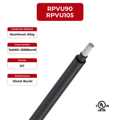 2kV Solar Cable Aluminum Conductor Dual Layer RPVU90, RPVU105