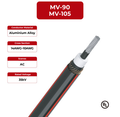 35kV Solar Cable Aluminum Conductor MV-90, MV-105