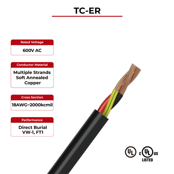 600V Solar Cable Copper Conductor TC-ER