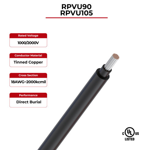 2kV Solar Cable Dual Layer RPVU90, RPVU105 CUL