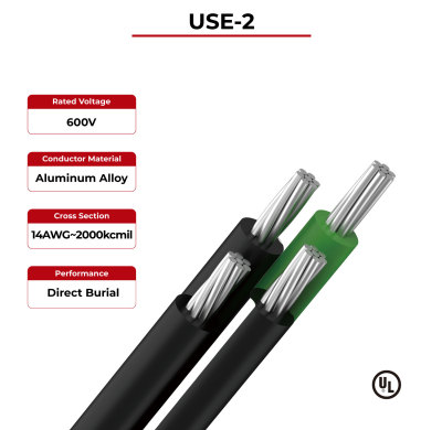 600V Solar Cable Aluminum Conductor USE-2