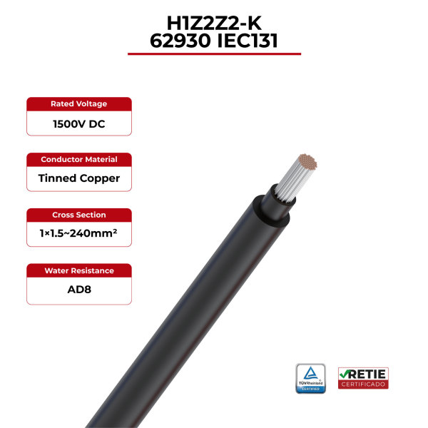 1.5kV Desert Solar Cable 62930 IEC131 / H1Z2Z2-K