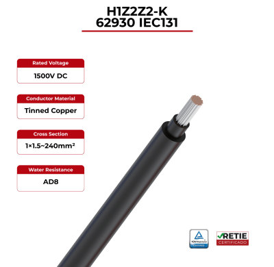 1.5kV Desert Solar Cable 62930 IEC131 / H1Z2Z2-K