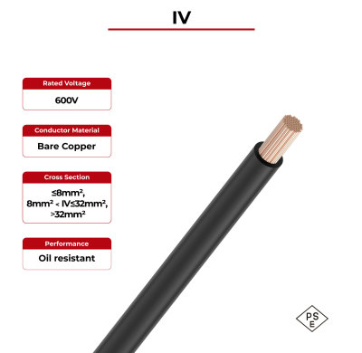 600V Solar Cable Copper Conductor IV